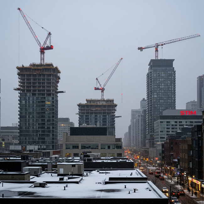 Toronto's Yonge Street Towers Brave Winter's Embrace
