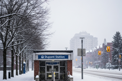 Toronto's Winter Goodbye: A Snowy Dupont Station Scene