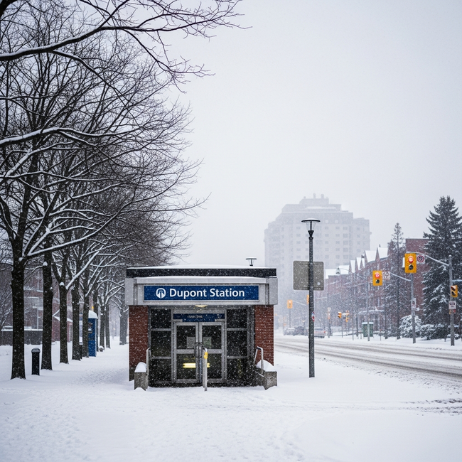 Toronto's Winter Goodbye: A Snowy Dupont Station Scene